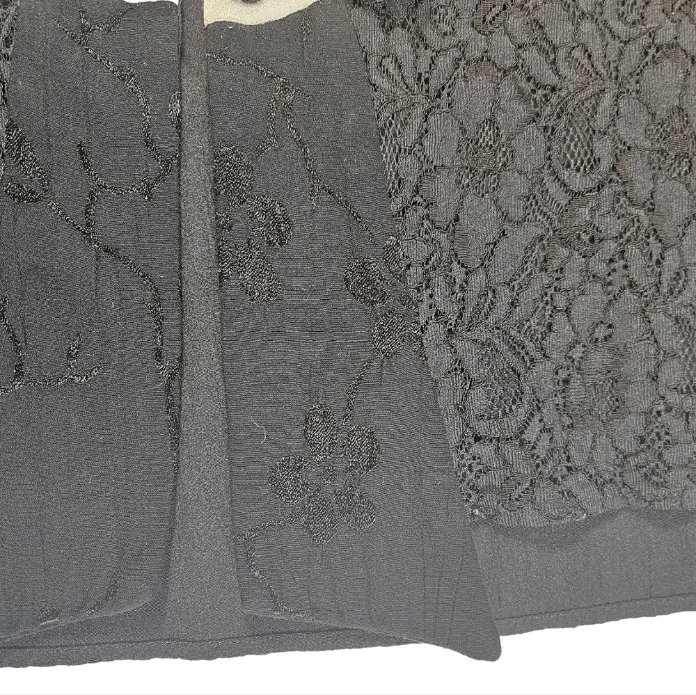 Vintage Spencer Alexis Black White Floral Lace Mixed Media Kimono Jacket Size XL - Picture 10 of 16